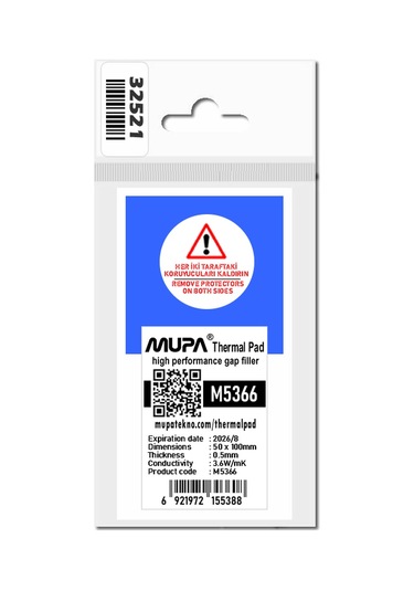Mupa Termal Ped / Thermal Pad 0.5Mm 3.6W/Mk 5X5Cm M5366