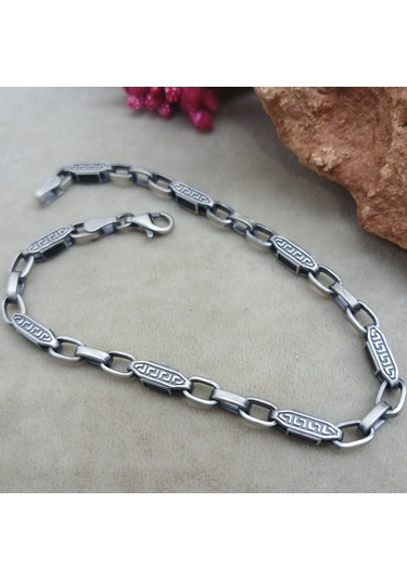 Bir Gümüş Aşkı 925 Ayar Gümüş Grek Desen Bileklik