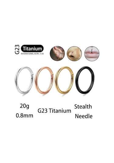 G23 Titanyum 20g/0.8mm Küpe Burun Halkası Septum Hoop Piercing Vücut Kadın 1.2x10mm 2 1.50 CM-Gümüş
