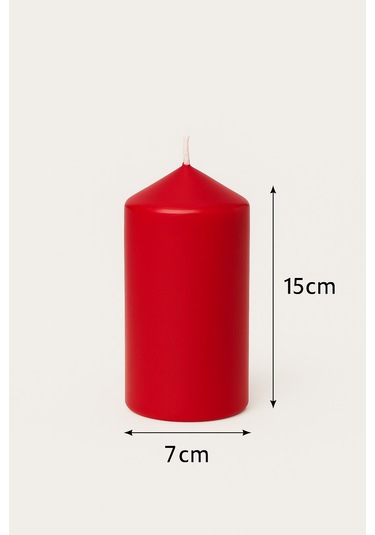 Silindir Mum 7x15cm Kırmızı Kırmızı