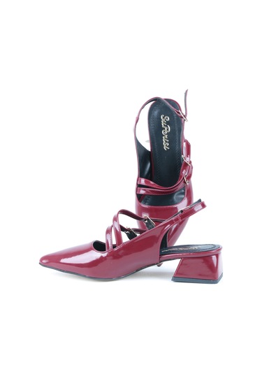 Ayakkabımood S.p 4 Cm Arka Açık Sivri Burun Rugan Kadın Ayakkabı Bordo