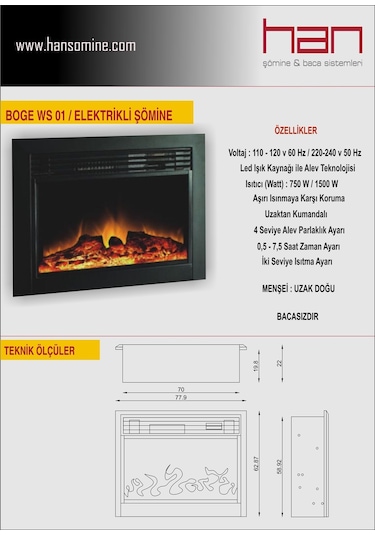 Boge Ws-Q-01 Elektrikli Şömine