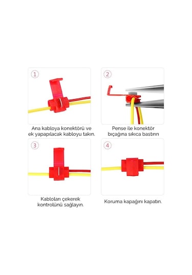 Hızlı Kablo Ekleme Parçası 20 Adet Kırmızı (0.5-1 mm Kablo İçin)