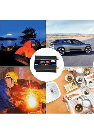 Ulzyvf 4000w Çift Usb'li İnverter, Led Voltaj Göstergeli, 12v-220v, Siyah Kabuk