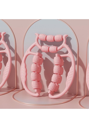 Suntek Bacak Masaj Aleti Silindiri 21 Tekerlek Kas Egzersiz Uyluk Pembe