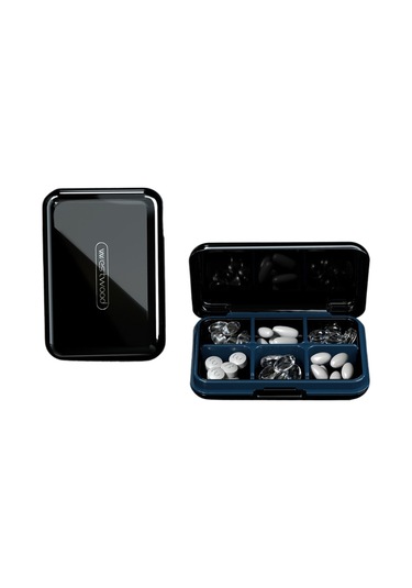 Likeable Küçük Hap Kutusu, Taşınabilir, Taşınabilir, Küçük, Mini, Büyük Kapasiteli, 7 Günlük Hap Saklama Kutusu, Saten Kırmızı, 2'si 1 Arada Ilaç Saklama + Ilaç Kesme-021