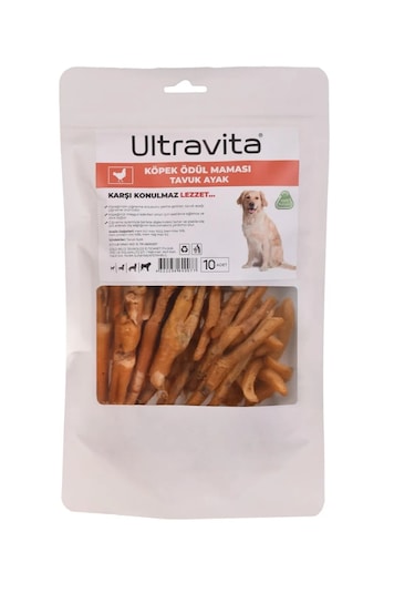 Ultravita Kurutulmuş Tavuk Ayağı Köpek Ödül Maması 10 Adet