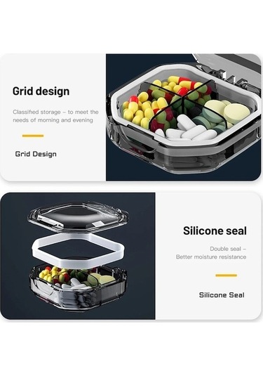 Tongxida Stil Bosphorus: Sones Mühürlü Mini Kutu, Haftalık 6 Fl Gri Bölmeli Akşam Kullanımı Std