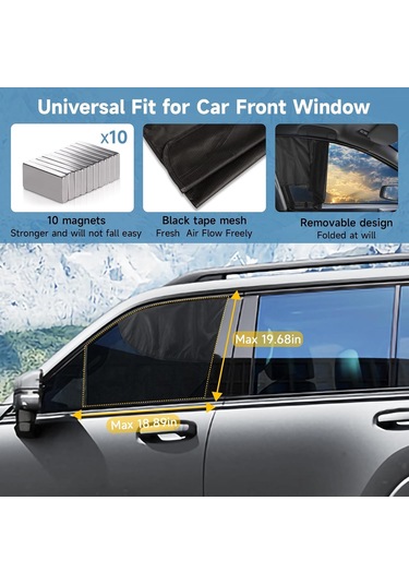 Suofeng Araba Pencere Güneşlik: Çift Katlı Magnetlı, Isı Ve Uv Engeli, Kombine Sürücü + Arka Pencere 2 Adet