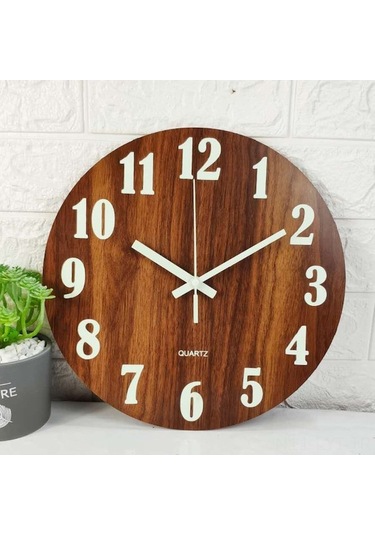 30cm Mdf Ahşap Işıklı Saat: Sessiz Fonksiyonlu, Yatak Odası İçin Fosforlu Rakamlı Dekoratif Duvar Saati Çok Renki Çok Renki