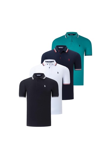 Dörtlü Set T8594 Dewberry Erkek T-shırt-siyah-beyaz-lacivert-yeşil Siyah-beyaz-lacivert-yeşil