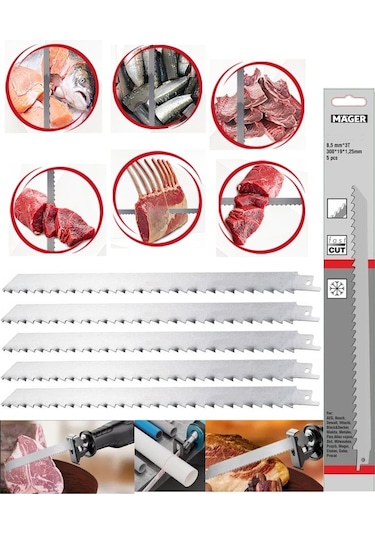 Gator 420 Kalite Paslanmaz Çelik 300 Mm Tilki Kuyruğu Testere Kemik Kesme Bıçakları 5 Adet