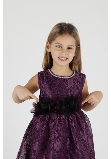 Ahengim Kız Çocuk Kuyruklu Dantelli Elbise Ak2208 001