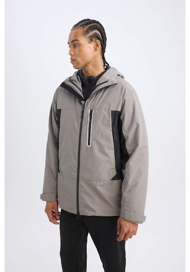 DeFactoFit Su İtici İnce Yağmurluk,Kalın Mont 2'li Set Kapüşonlu Fermuarlı Su Geçirmez C6055AX24WNKH464