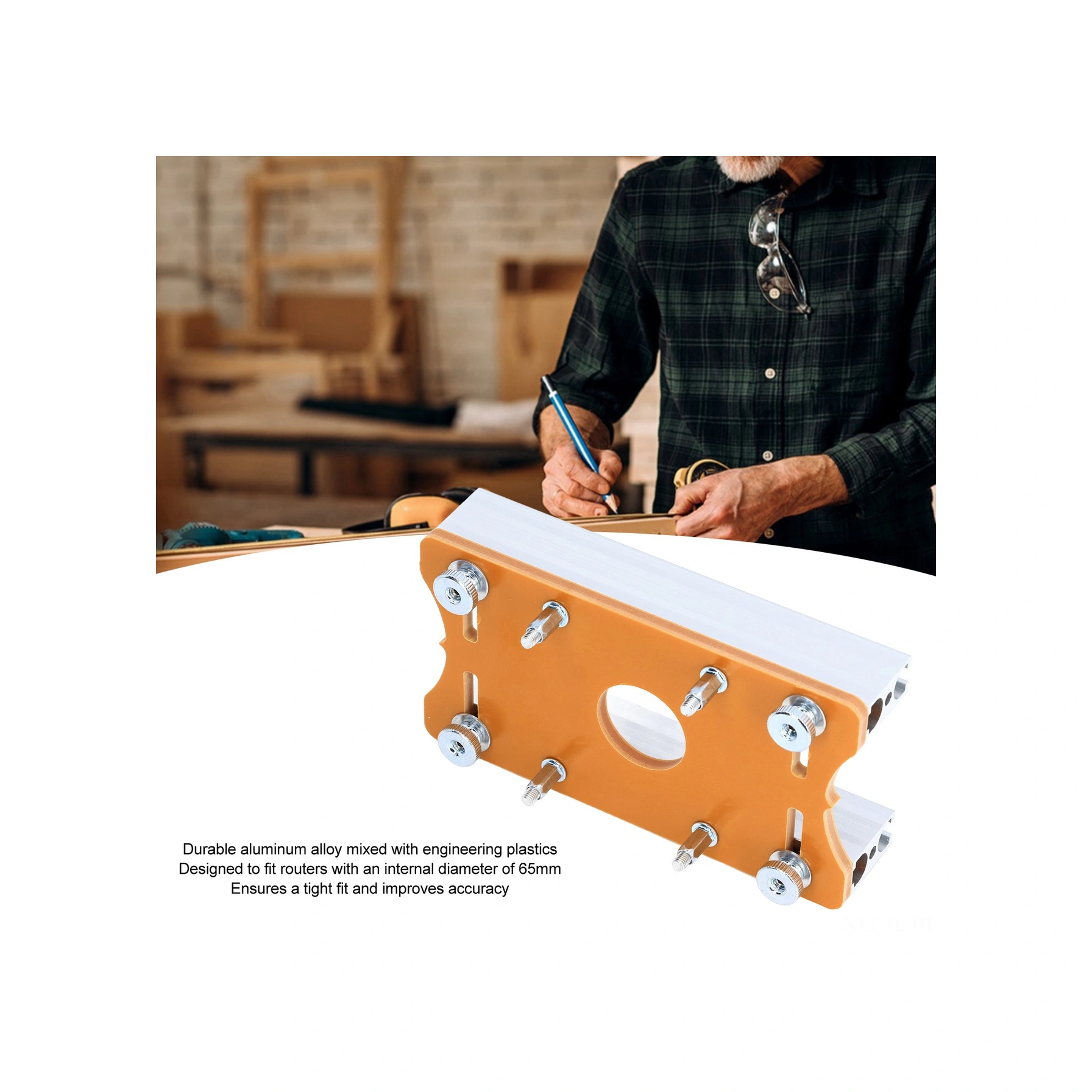 Hombey Ahşap Freze Masa Giriş Plakası, Alüminyum Konumlandırıcı, 65mm Freze Uyumlu, 0-5cm Ahşap Kalınlığı, Doğruluk Ve Sabitlik Sağlar