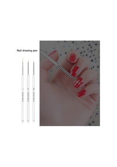 Yifomall 3'lü Şeffaf Çubuklu Profesyonel Tırnak Fırçası Seti - Detaylı Çizim Ve Boyama İçin