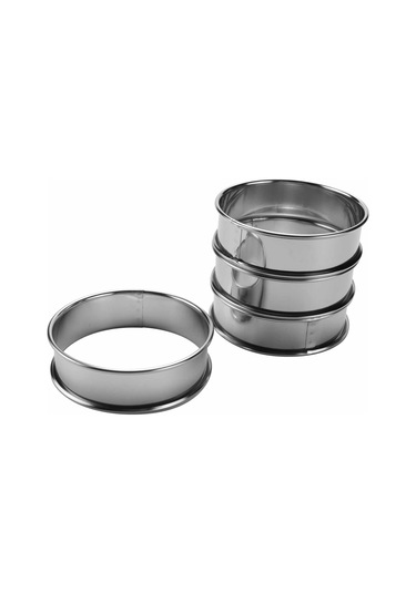 Sointeresting Çift Rulo Tart Halkaları, İngiliz Muffin Halkaları Profesyonel Çörek Halkaları 4'lü Set Gümüş