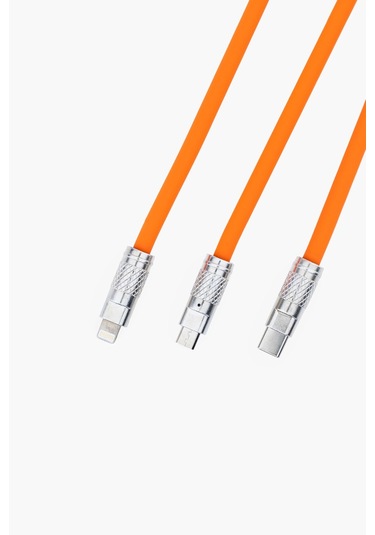 120w 3 İn 1 Süper Hızlı Şarj Kablosu , Iphone , Xiaomi , Huawei Uyumlu Silikon Şarj Kablosu