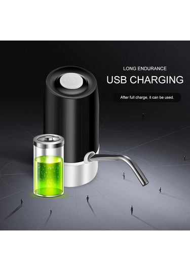 Kosona Usb Şarjlı Su Pompa Dispenseri - Dış/iç Kullanım, Dokunmatik Kontrol, 304 Çelik Çıkış Borusu, Siyah-gümüş