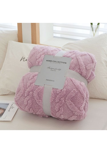 Açık Mor Mercan Polar Basit Battaniye İskandinav Tarzı Çiçek Gazlı Bez Klima Yorgan Yumuşak Nefes Wrap Battaniye Yatak Örtüsü Ekose 100 150cm