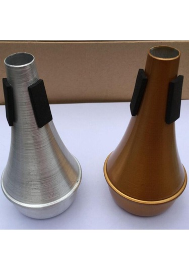 Homyl Trompet Düz Susturucu Alüminyum Alaşımlı Caz Gümüş