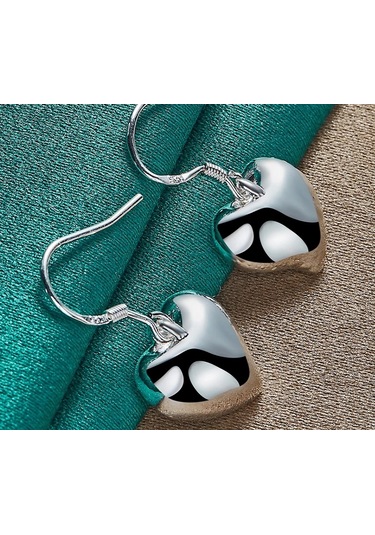 925 Ayar Gümüş Salanan Kalp Küpe