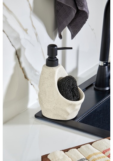 Cooker 180 Ml Seramik Süngerlikli Sıvı Sabunluk Ckr3558 Krem