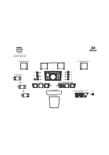 Opel Vectra C Konsol-torpido Kaplama 2002-2008 22 Parça-karbon Karbon