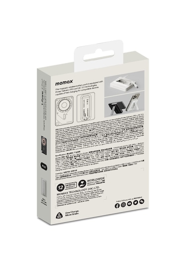 Momax IP132HKW Power X Pro+Magnetic Wireless 10000 mAh Standlı + USB-C Kablo Powerbank Beyaz