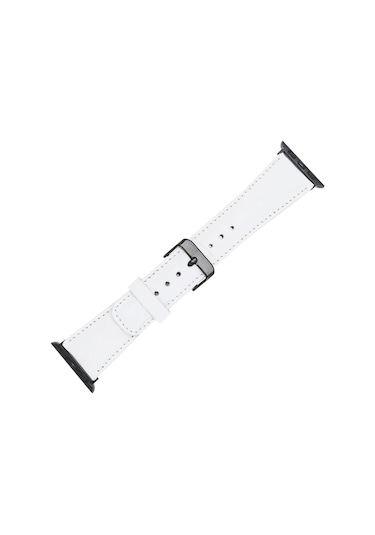 Apple Watch Uyumlu Deri Kordon 42-44-45mm F3 Beyaz