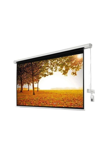 Xbright 240x200cm Motorlu Uzaktan Kumandalı Projeksiyon Perdesi Arkası Siyah Fonlu Be-240