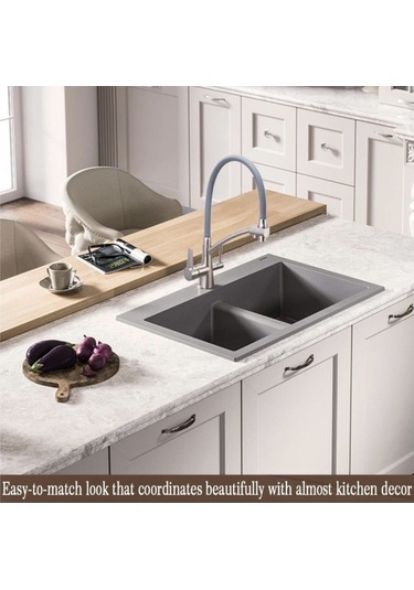 İsaoğlu Yapı Arıtmalı Mutfak Bataryası Mat Krom Fırçalanmış Nikel Musluk Arıtmalara Uygun Uzayan Sistemli Krom