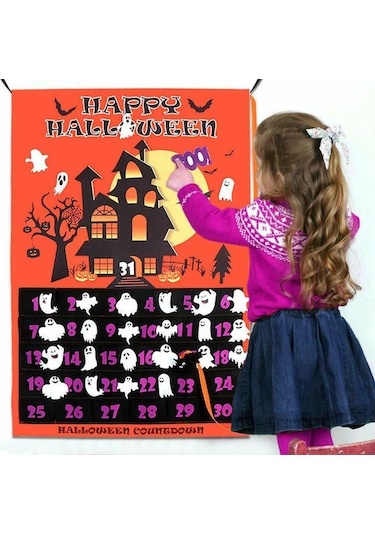 Cadılar Bayramı Advent Takvimi Çıkarılabilir Geri Sayım Takvimi Keçe  Takvimi Cadılar Bayramı Asılı