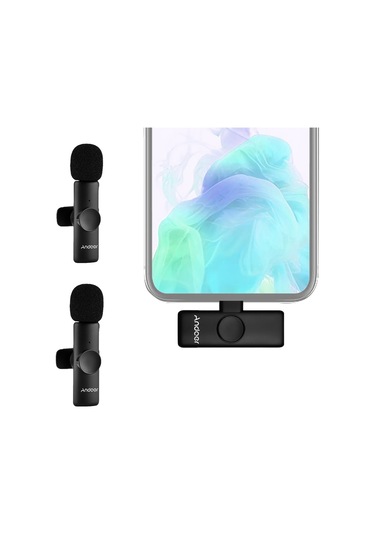 Andoer Onetriggertwo Mini 2.4g Kablosuz Mikrofon Sistemi 2 Verici + 1 Alıcı Klips