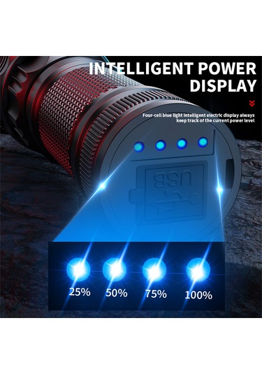 Wezone Usb Şarjlı Led Fener, 1200 Lumen, 1000m Uzaklık, 4 Işık Modu, Su Geçirmez, Zoom Özelliği, Kamp/hiking/acil Durumlar İçin Alüminyum Gövde A56 Siyah