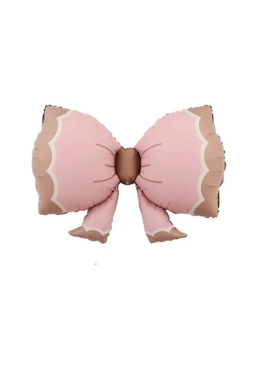 Retro Pembe Bowtie Fiyonk Folyo Balon 91x60 Cm Pembe