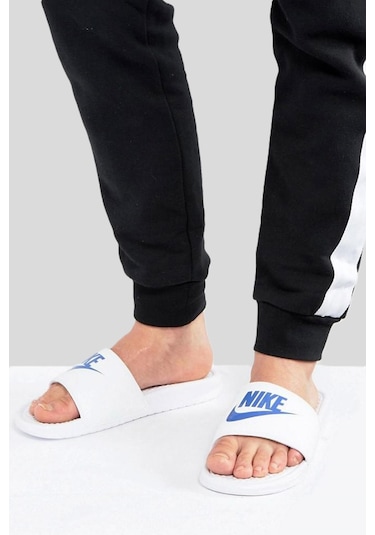 Nike Futura Benassi Slide White-blue Unisex Beyaz-mavi Terlik Tek Bantlı