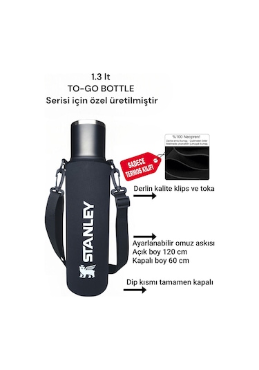 1.3 Lt To-go Bottle Termos Kılıfı Ve Omuz Askısı Siyah