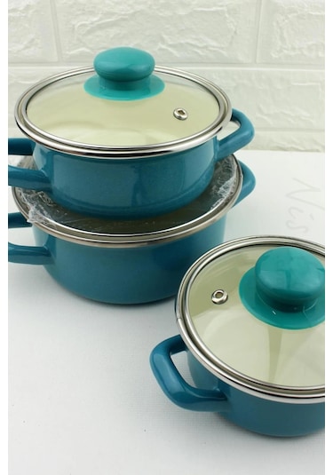 Protocol London 12/14/16 Cm Mini Emaye Tencere Seti - Anneler Gününe Özel 6 Parça Saklama Kabı Seti 001