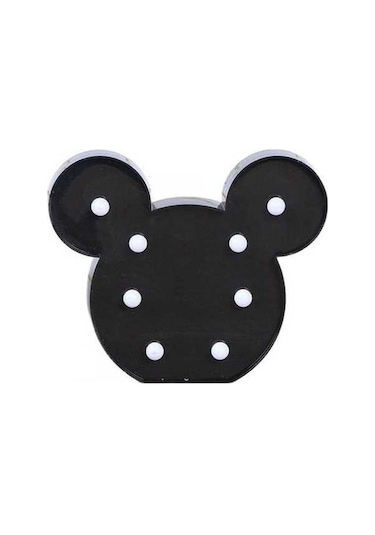 Fastbuy Led Mickey Mouse Head Gece Işık Kreş Yatak Odası Dekor Işık Lambası Bday Kıfj60 Siyah Siyah