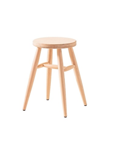 Yuvarlak Tabure Ham Ahşap Boyasız Ahşap 45 Cm Açık Bej