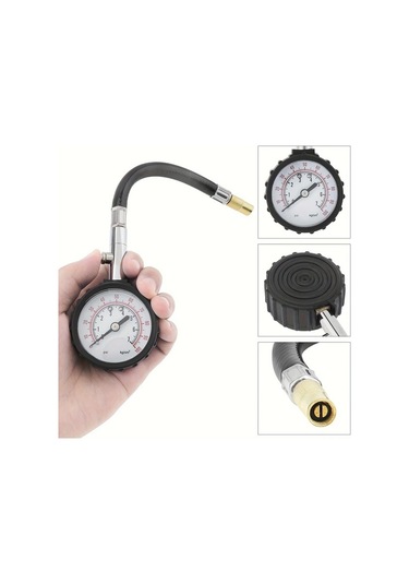 Dashanshop 0-psı Yüksek Hassasiyetli Siyah Ağır Hizmet Kamyon Motorsiklet Atv Bisiklet Lastik Basınç Ölçer