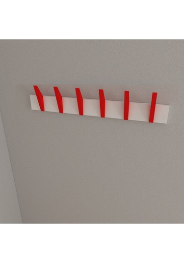 Hepsi3boyutlu Modern Duvar & Kapı Kanca Askılık - 6 Adet Kırmızı Kanca Askılık - Model No : 4 Kırmızı