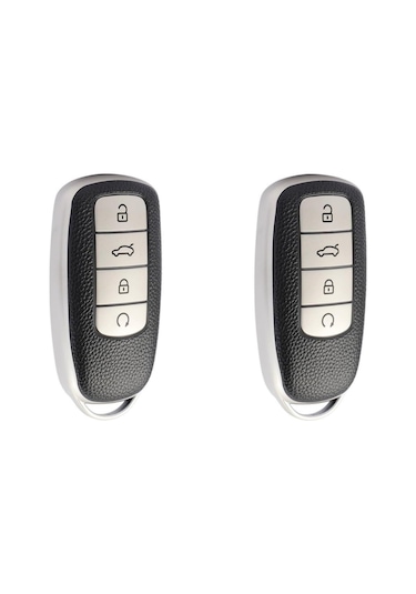 Youtek 奇瑞欧萌达5/瑞虎8 Pro/plus İçin Gümüş Renkli Yumuşak Tpu Akıllı Araba Anahtarı Kılıfı - 2 Adet, Koruyucu Ve Uzaktan Kumanda Koruması