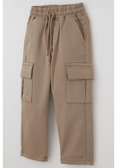 Breeze Erkek Çocuk Pantolon Kargo Cepli Beli Lastikli 1.5-5 Yaş, Bej Bej