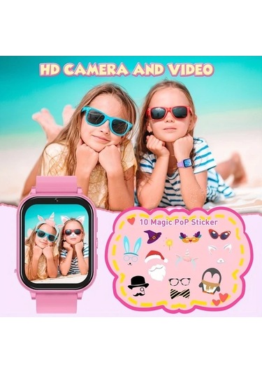 Trendooze Sunshine022 Çocuk Saati 240p Dokunmatik Ekran 240p Usb Şarj Eğitici Oyun Müzik Siyah Siyah