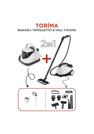 Torima Jjb-747 Koltuk Ve Halı Yıkama Makinesi + Cb-08c Çok Fonksiyonlu Buharlı Temizleyici