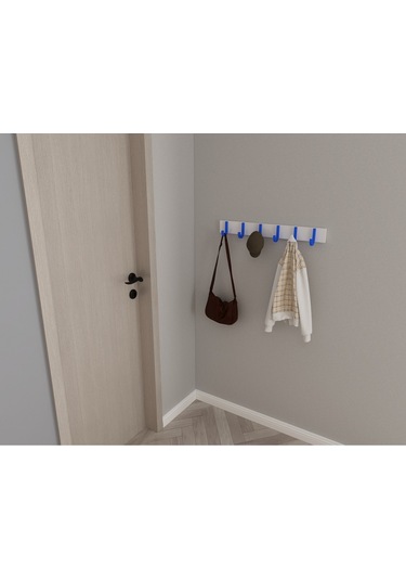 Hepsi3boyutlu Modern Duvar & Kapı Baston Askılık - 6 Adet Mavi J Askılık - Model No : 6 Mavi