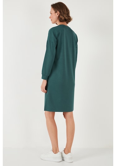 Lela Modest Oysho Kumaş Relaxed Fit Yırtmaçlı Bayan Tunik 5865878 Nefti