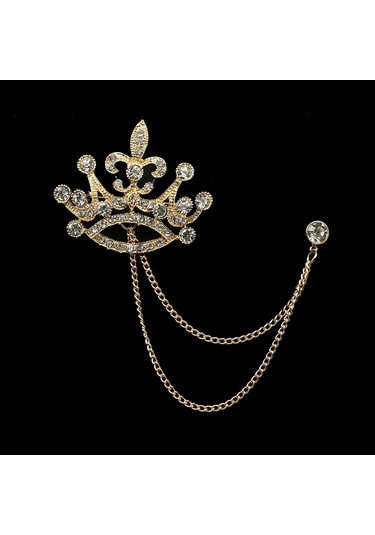 Yeni Retro Erkek Kostümü Pantolon Zincir Yafak Iğne Ejderha Geyik Taç Kafatası El Broşu 11 11 Çok Renkli